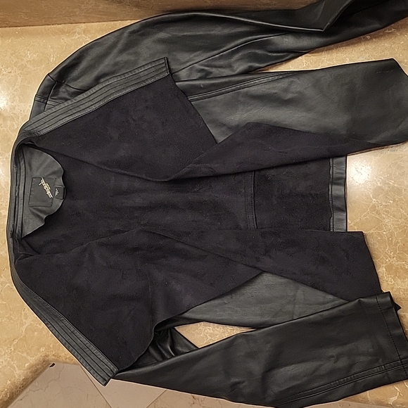 Collection B New York Faux Leather Hi-low Cascading Front Open Jacket, M - Picture 14 of 17